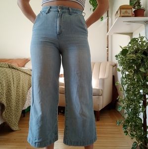 Light wash denim culottes